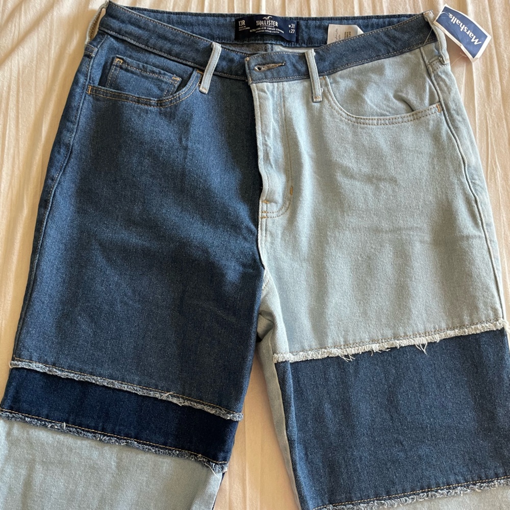 Hollister Women's Ultra High Rise Vintage Straight Jeans - Colorblock denim